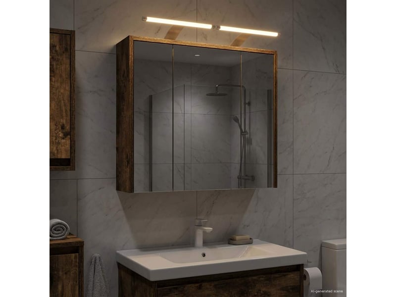 Armoire miroir de salle de bain, cabinet de salle de bain chêne fumé 63,5 x 16 x 62,5 cm cf65155 - Conforama D