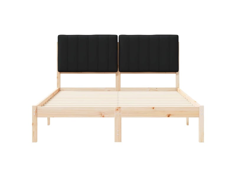 Lit double- lit adulte - cadre de lit avec tête de lit rembourrée noir 135 x 190 cm - Conforama D