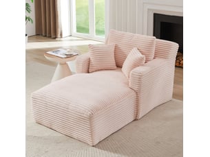 Méridienne modenvie en corduroy rose 166 x 100 x 82 cm sans montage 1 place