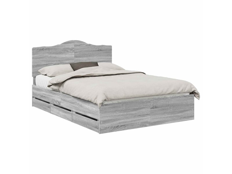  Lit double- lit adulte -  cadre de lit sonoma gris 140 x 200 cm bois ingénierie  - Conforama A