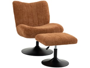 Fauteuil de salon avec repose-pied réglable, fauteuil d'appoint capitonné en velours effet motifs gouttes d'eau, marron