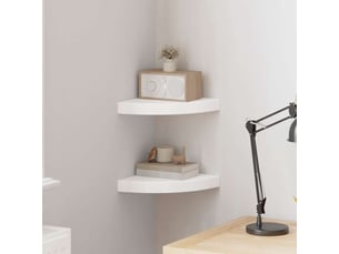 Lot de 2 étagères d'angle flottantes, étagères murales blanc 25x25x3,8 cm mdf cf42765