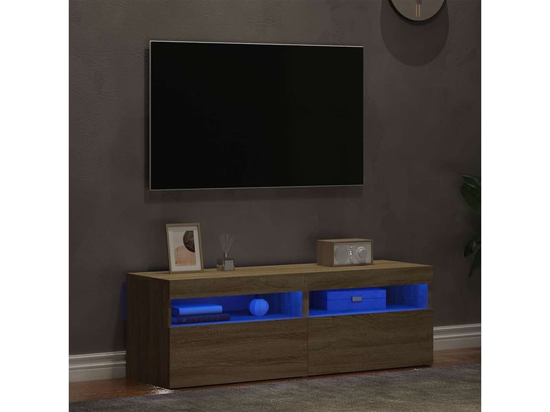  Lot de 2 meuble tv avec lumières led chêne sonoma 60x35x40 cm  - Conforama B