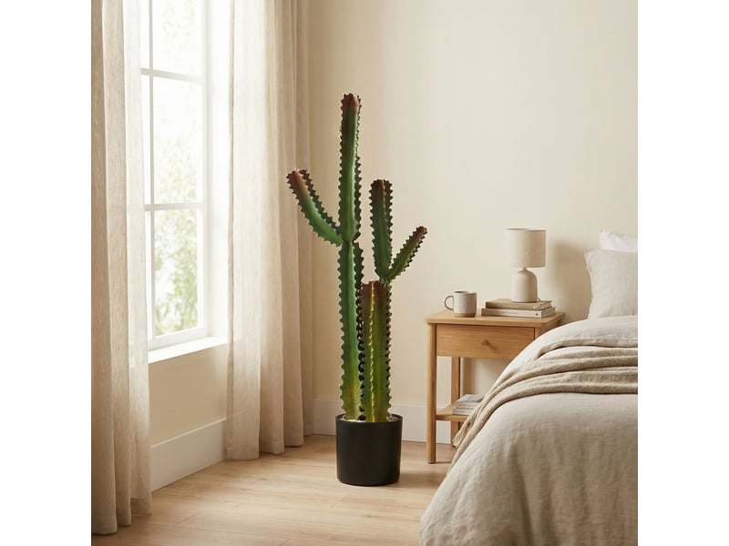 Plante artificielle intérieure 111 cm, arbre artificiel cactus en pot, pour maison, bureau, salon, chambre, vert - Conforama D