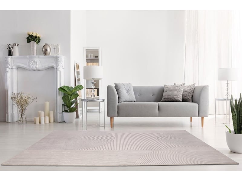  Tapis de salon et chambre en peluche courte haute densité – motifs géométriques, antidérapant, 120x170 cm  - Conforama D