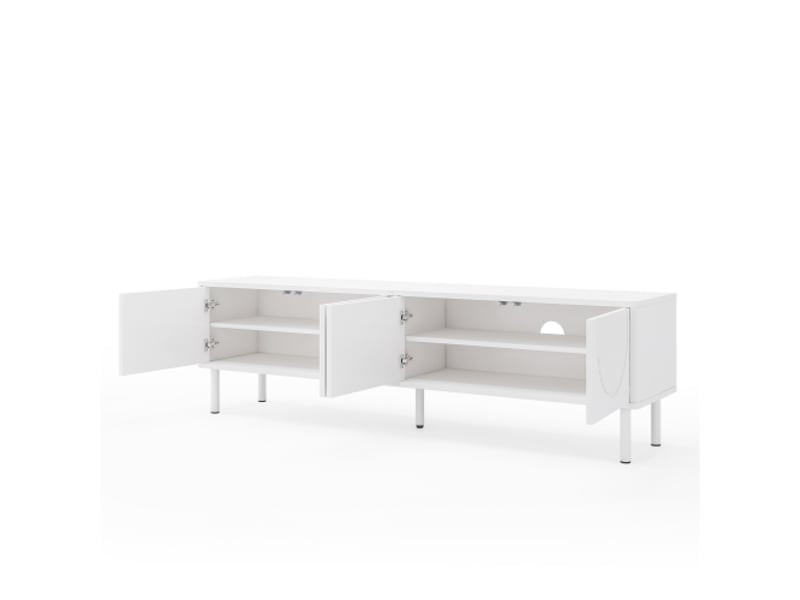 Meuble tv 180 cm gl7512w – rangement et gestion des câbles, fini mat, design minimaliste – salon, chambre et entrée - Conforama E