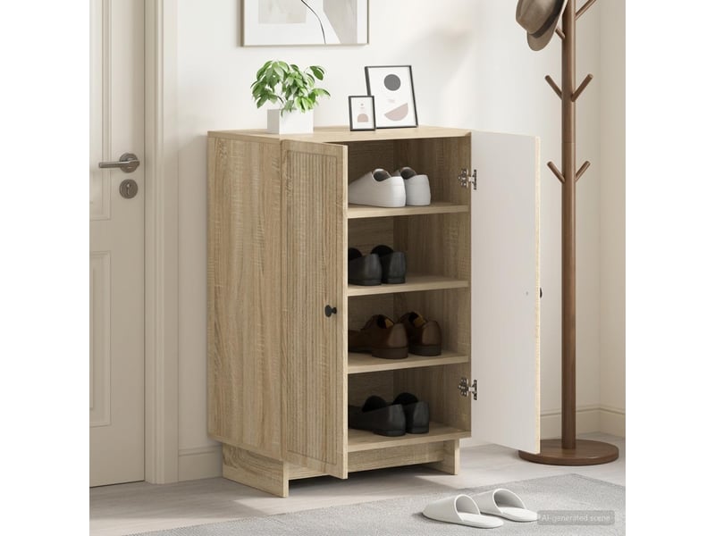  Meuble à chaussures, armoire à chaussures ede 59,5x39,5x90 cm bois d'ingénierie shl2363  - Conforama B