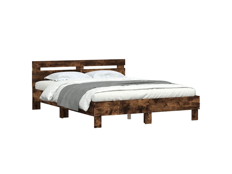  Lit double- lit adulte -  cadre de lit sans matelas chêne fumé 140x190 cm  - Conforama C