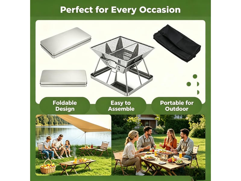  Barbecue portable barbecue à charbon, pliable barbecue grille inox  - Conforama C