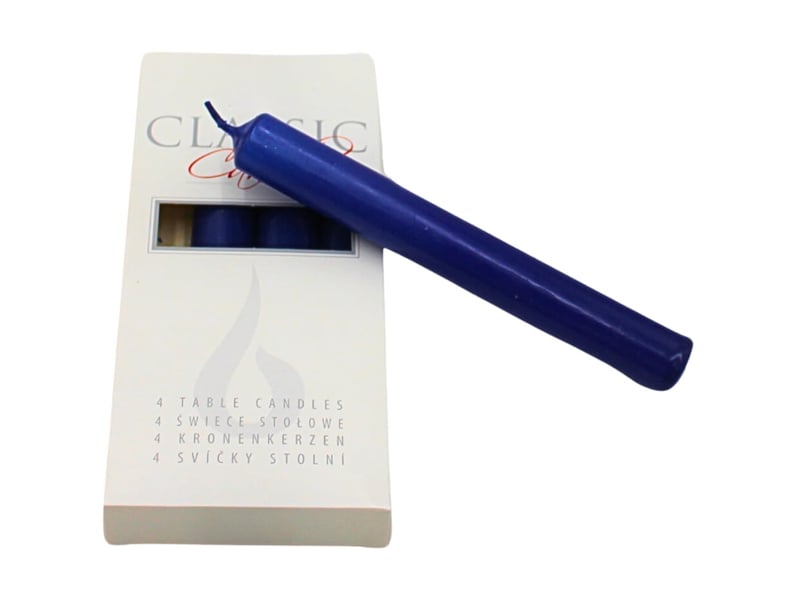  Lot de 4 bougies de table, bleues, dimensions : h x ø env. 17 x 2 cm  - Conforama E