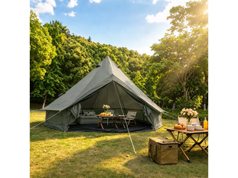  Tente cloche oxford verte 4 saisons 4-8 personnes, 13,1 ft, avec sortie pour poêle  - Conforama B