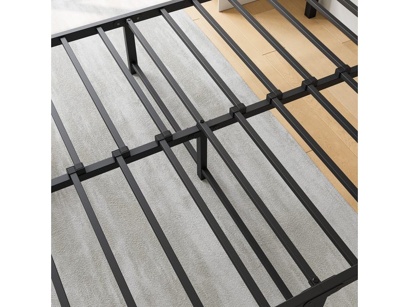  Lit coffre,140 x 200 cm,design moderne doté d'une tête de lit confortable,métal,noir  - Conforama E