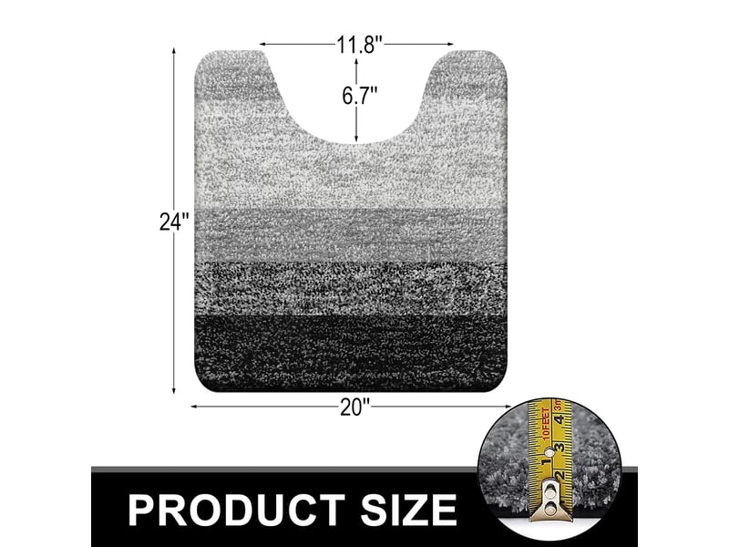  Tapis wc en u en microfibre antidérapant - 20 x 24 pouces - noir  - Conforama B