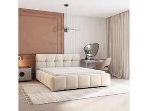 Lit coffre 180x200 cm <strong>MASSENO</strong> <strong></strong> coloris beige