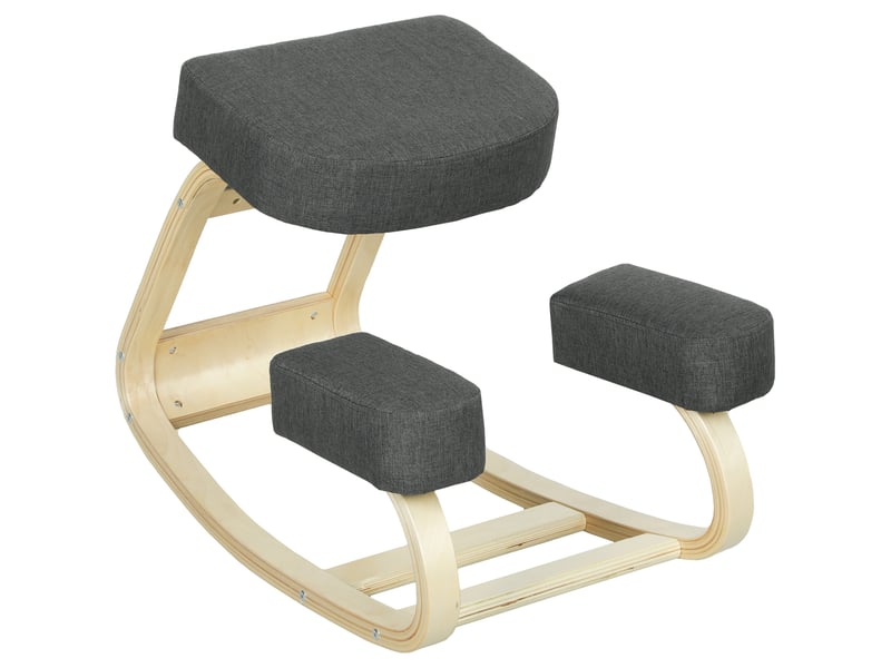 Tabouret ergonomique à genoux, tabouret rembourré pour une posture saine, en bois de bouleau, capacité de charge 120 kg, gris foncé  - Conforama A