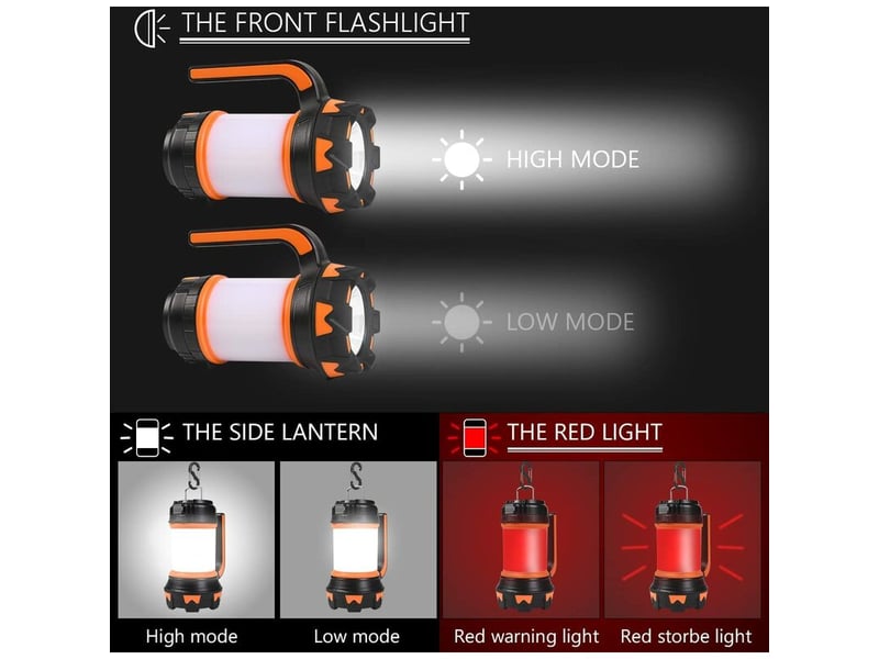 1pcs lanterne led rechargeable, 1000 lumens 4000mah lampe camping 360°, lampe led rechargeable jecteur portable, puissante, lampe de camping - Conforama B