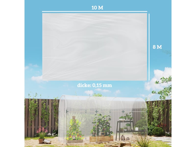 Bâche de serre en pe, résistante aux uv et imperméable, pour couvrir les plantes. Dimensions : 8 x 10 m. - Conforama E