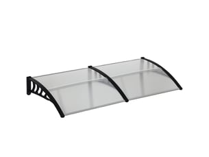 Auvent extérieur pour fenêtres et portes en polycarbonate et aluminium, 200 x 96 x 27 cm, transparent
