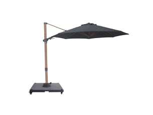 Axi solis parasol déporté rond avec pied de parasol, ø 300 cm, aspect boisgris | pour le jardin terrasse avec armature thermolaquée | housse de protection inclus