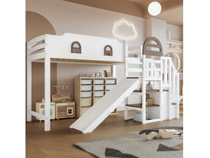Lit superposé 90x200 cm <strong>MODENVIE</strong> <strong></strong> coloris blanc