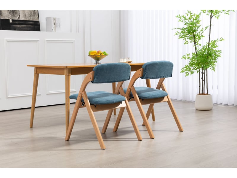  Chaise de salle à manger lot de 2 chaises assise rembourrée structure en bois pliantes empilables housse amovible  - Conforama B