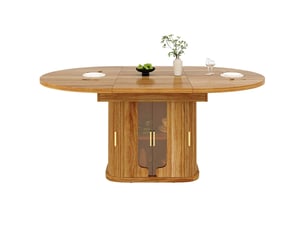 118-158 noyer table à manger extensible avec rangement, design moderne, structure fonctionnelle pour cuisine et salle à manger