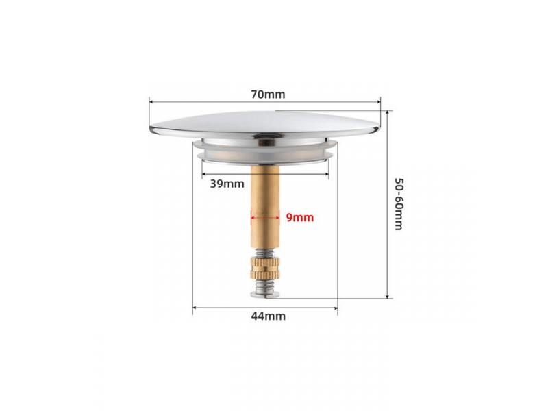  Bouchon de baignoire universel - diamètre 70 mm - avec double joint - hauteur réglable 50 mm-60 mm - chromé  - Conforama C