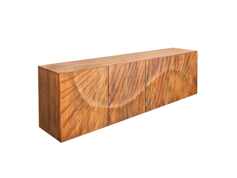  Buffet 180 cm 4 portes bois sculpté naturel – collection silva  - Conforama A