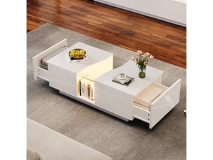 Table basse rectangulaire coloris blanc LPOSPI - 50 cmx100 cm