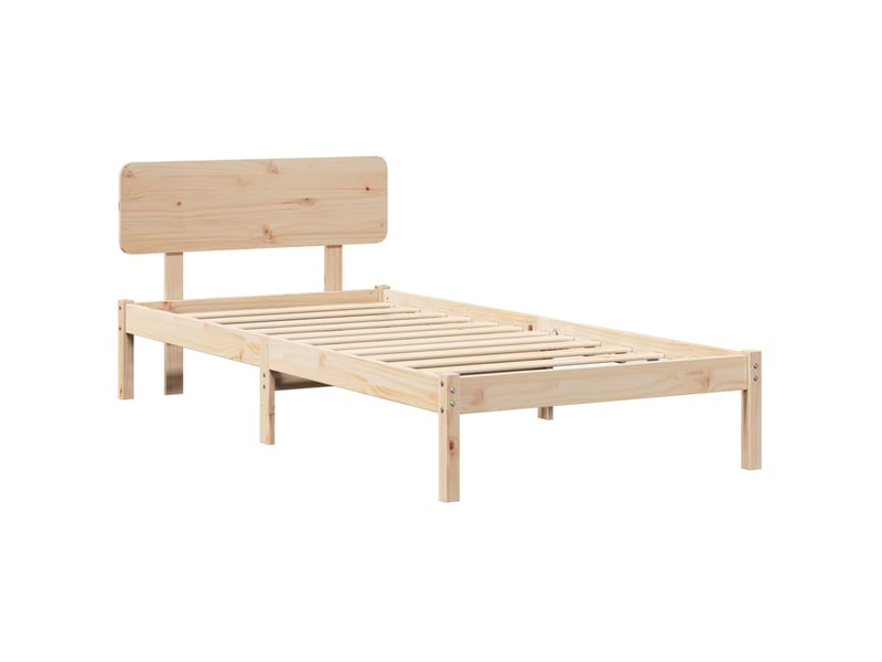  Lit simple- lit adulte -  cadre de lit avec tête de lit naturel 100 x 200 cm pin massif  - Conforama A