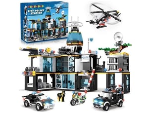 Jeu de construction station de police 2 étages avec helicoptere 1261 pieces