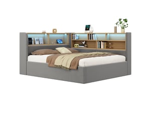 Lit coffre 140x190 cm <strong>DESVIAE</strong> <strong></strong> coloris gris