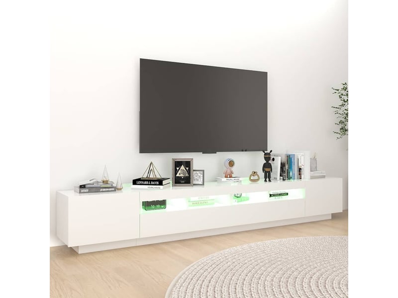  Meuble tv - banc tv - meuble de rangement avec lumières led blanc 260x35x40 cm  - Conforama D