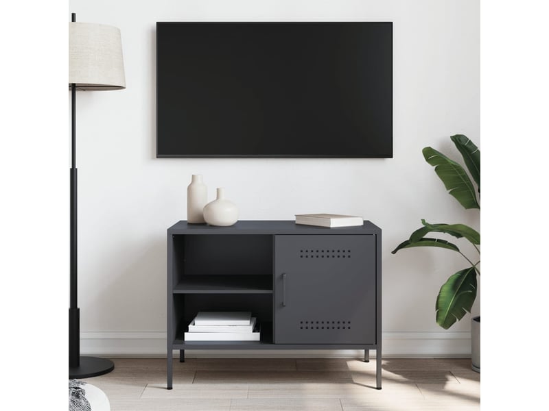  Meuble tv - banc tv - meuble de rangement anthracite 68x39x50,5 cm acier  - Conforama C