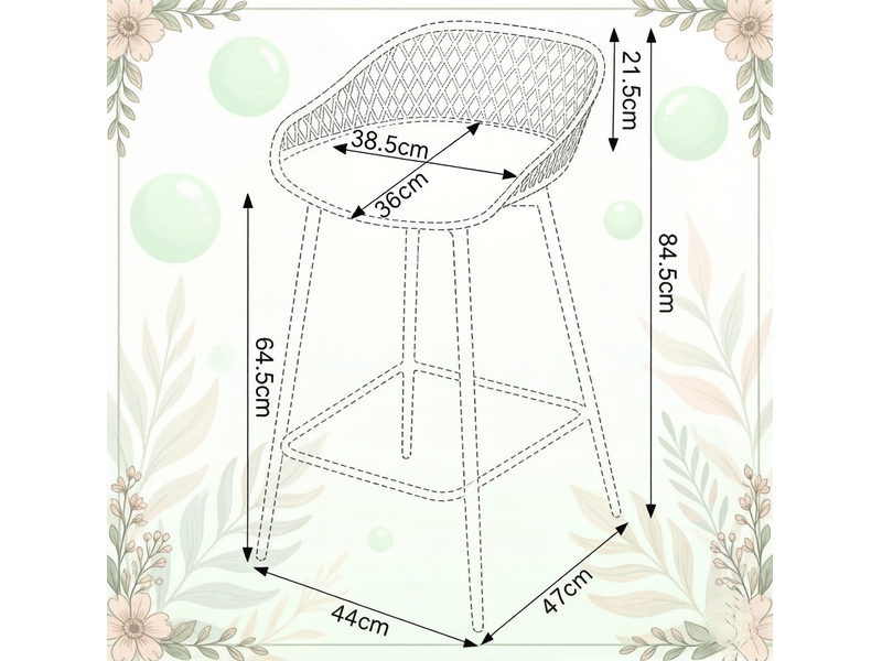  Lot de 2 tabourets de bar avec dossier ajouré, repose-pieds et structure stable, en métal et polypropylène blanc  - Conforama D