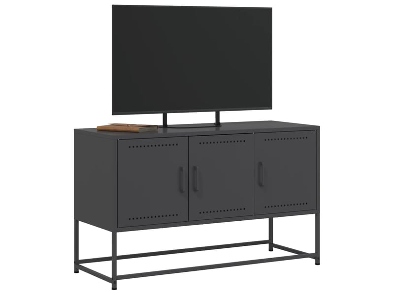  Meuble tv - banc tv - meuble de rangement noir 100,5x39x60,5 cm acier  - Conforama D