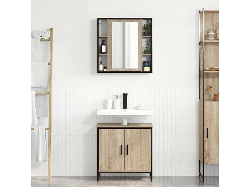  Ensemble de mobilier de salle de bain 2 pièces marron cf64232  - Conforama D
