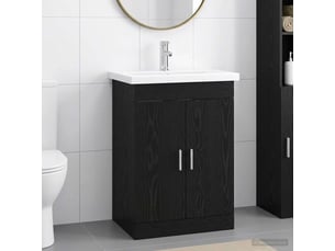 Ensemble de mobilier de salle de bain chêne noir shl3524