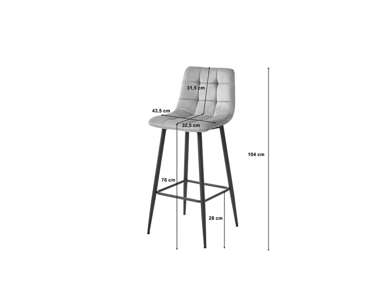 Family tabouret arceto - velours noirpieds noirs x 1  - Conforama E