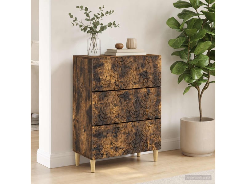  Armoire de rangement bureau, armoire à tiroirs chêne fumé 66 x 34,5 x 90 cm shl4296  - Conforama C