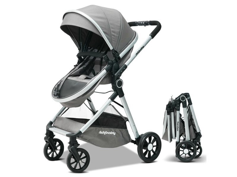 Poussette 2 en 1 80x62x103 cm réversible gris antique - Conforama B