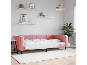 Lit adulte, lit simple, lit de repos sans matelas rose 100x200cm velours cf19485