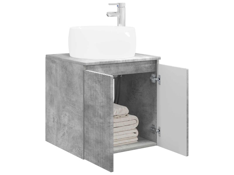 Vanité de lavabo mural, meuble de rangement gris béton 49.5x44.5x66 cm shl7395 - Conforama C