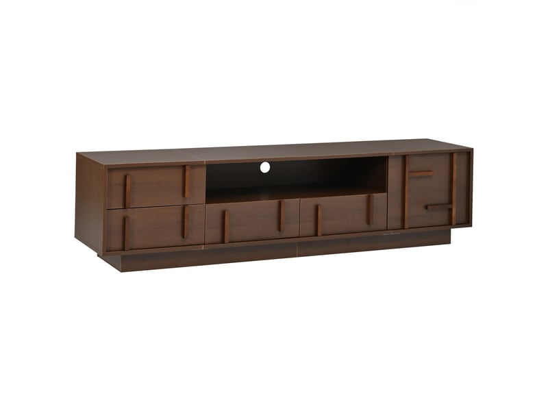  Meuble tv 180 x 40 x 45 cm rangement pratique meuble de salon 4 tiroirs 1 compartiment fermé 2 niches ouvertes structure en mdf compatible un téléviseur jusqu’à 75 pouces  - Conforama A