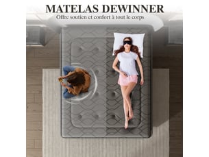 Matelas 90x200 cm <strong></strong>  <strong></strong> Ressorts + mémoire de forme soutien Medium épaisseur 30 cm