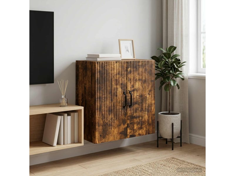  Armoire murale salon, meuble de rangement 59x31x60 cm bois d'ingénierie chêne fumé shl6566  - Conforama B