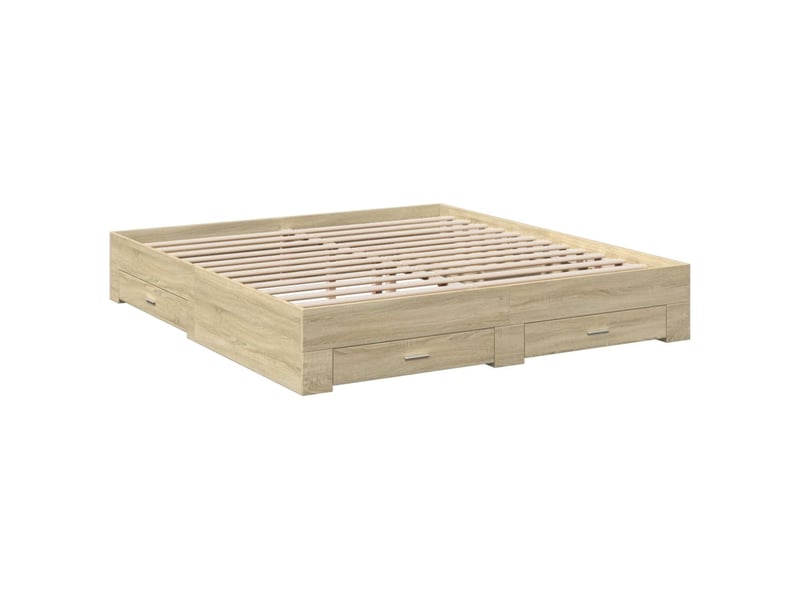  Lit double- lit adulte -  cadre de lit avec tiroirs sans matelas chêne sonoma 200x200 cm  - Conforama B