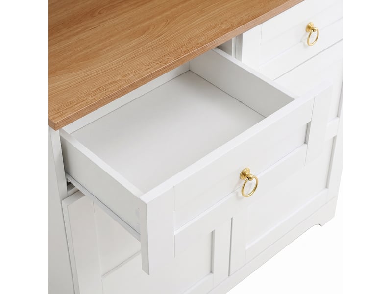  Buffet haut tcqpz blanc 80 x 40 x 180 cm avec vitrine en verre, led et prises usb  - Conforama D