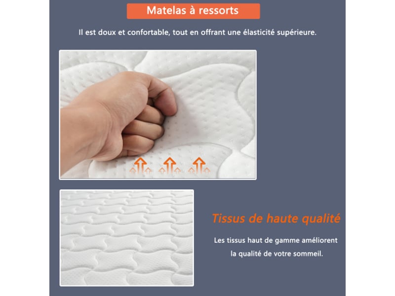  Matelas 90x200 cm - 10 cm - ressorts - h3 - design ergonomique - matelas roulé - blanc  - Conforama D
