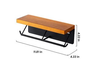 Porte-rouleau de papier toilette double grille avec étagère bois